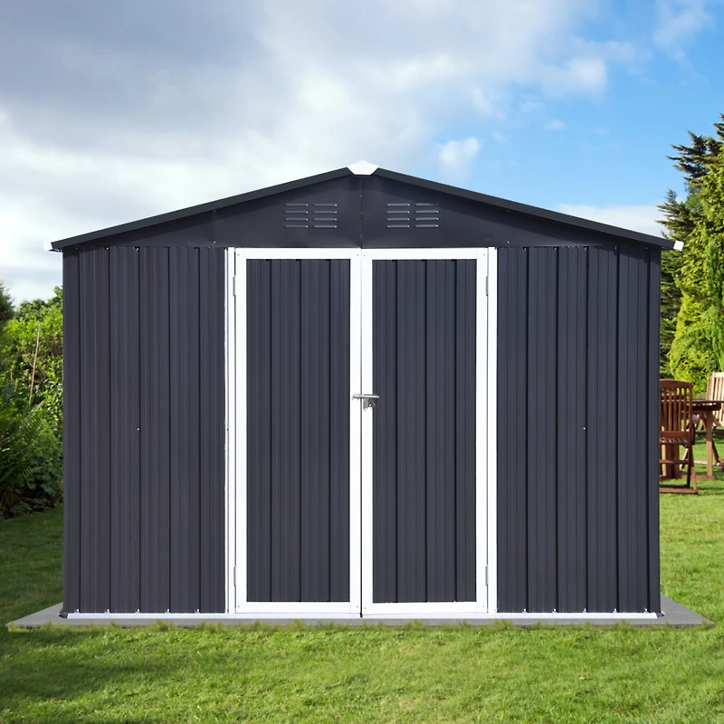 Streamdale Metal garden sheds 10ftx12ft outdoor storage sheds Dark-grey
