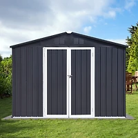 Streamdale Metal garden sheds 10ftx12ft outdoor storage sheds Dark-grey