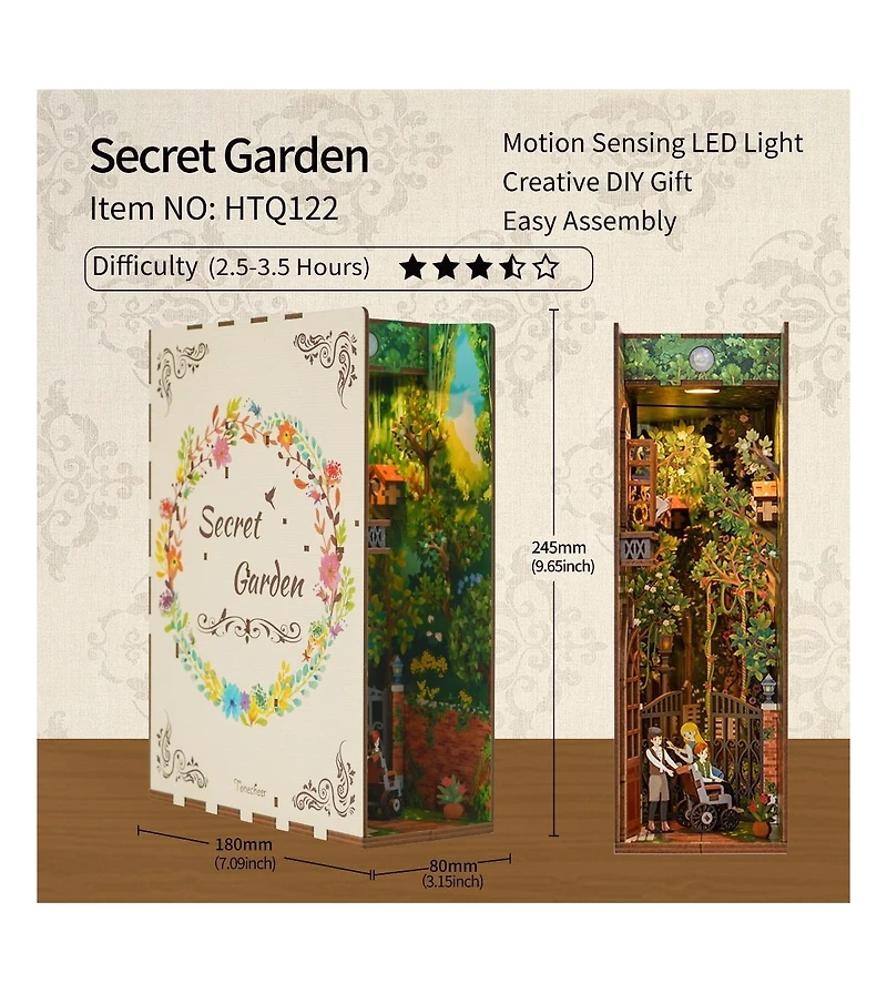 Flash Popup Diy 3D Book Nook Kit Secret Garden 80pcs