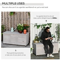 75 Gallon Wooden Deck Box, Outdoor Storage Container with Aerating Gap & Weather-Fighting Finish, Grey