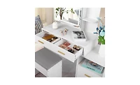 Slickblue Fch Dressing Table Set with Mirror, 4 Drawers, 1 Storage Cabinet & 2 Shelves
