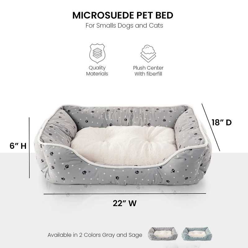 Details Microsuede Pet Bed, Dog Beds for Small Dogs and Cats, Calming Cuddler Bed Pets with Sides Plush Center