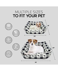 Paw & Decor Paws and All Over Plaid Dogs Cuddler Pet Bed, Stellar Design Printed Dog Beds