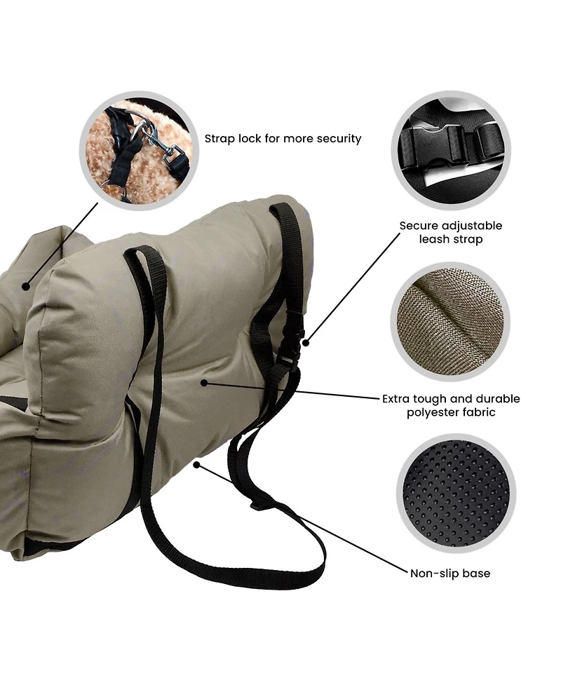 Co-Pilot Dog Beds for Cars, Booster Safety Car Seats for Small Dogs, Travel Pet Bed, Seat Belt Compatible