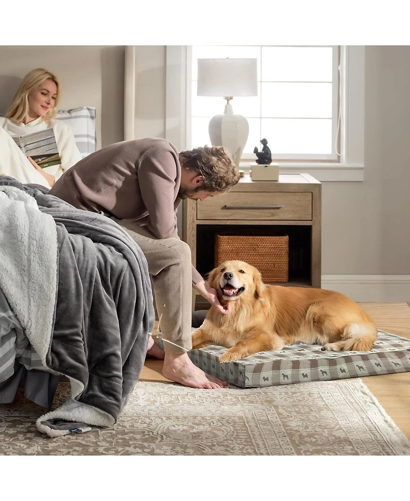 Paw & Decor Paws and Decor Orthopedic Dog Bed, Pet Bed to Support Dogs Joint Health, Paws and Dots Pattern