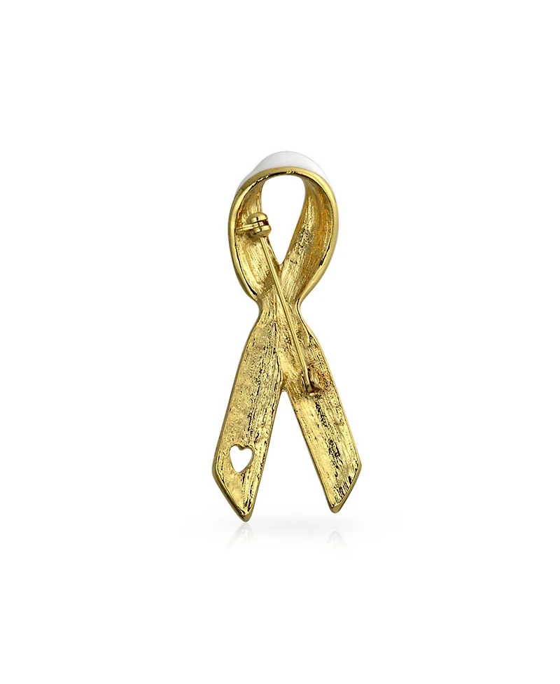 Bling Jewelry Prevention Pink Ribbon Breast Cancer Survivor Brooch Pin Gold Heart Accessory