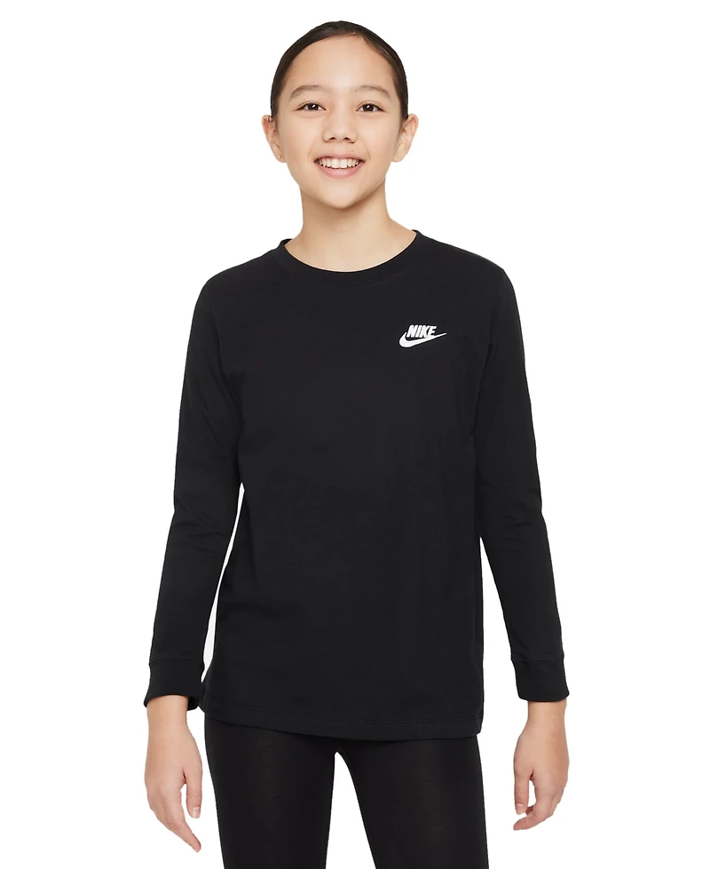 Nike Big Kids Sportswear Logo Embroidered Long-Sleeve T-Shirt