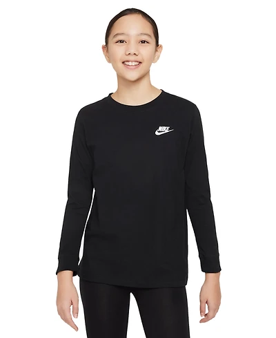 Nike Big Kids Sportswear Logo Embroidered Long-Sleeve T-Shirt