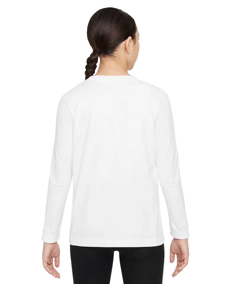 Nike Big Kids Sportswear Logo Embroidered Long-Sleeve T-Shirt
