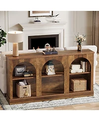 Tribesigns Farmhouse Console Table, 63-Inch Long Entryway Table with 3 Tier Storage, Wooden Rectangular Sofa Table Behind The Couch