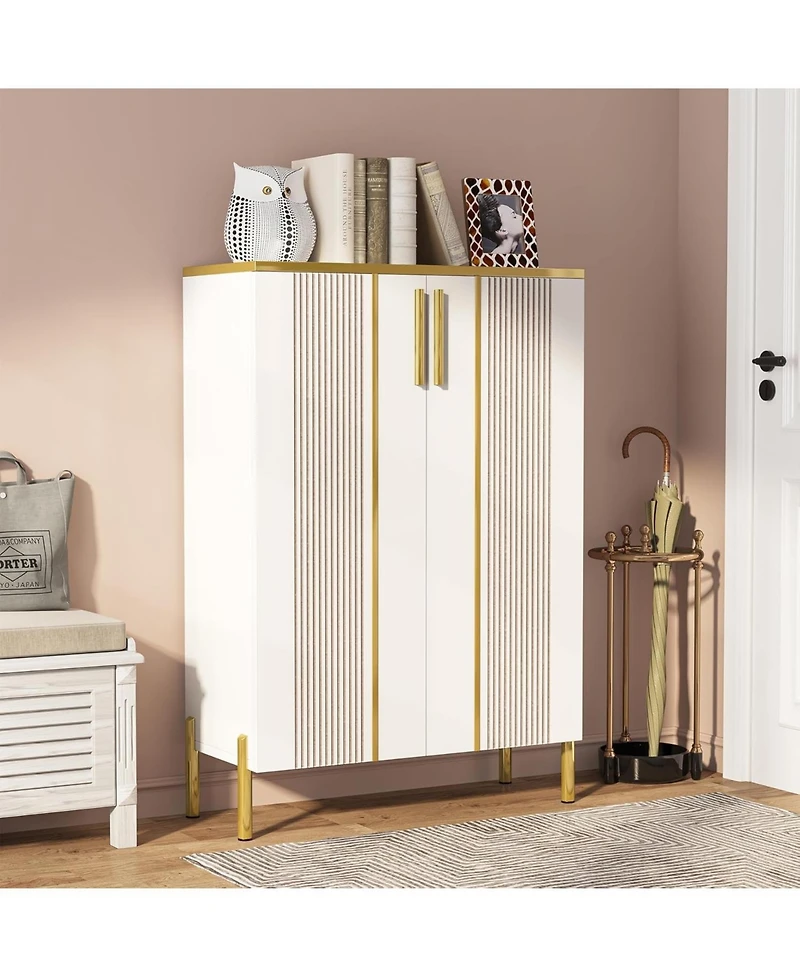 Tribesigns Shoe Cabinet with Doors, 6-Tier Shoe Storage Cabinet with Adjustable Shelves, Wooden Shoes Rack Shoe Storage Organizer