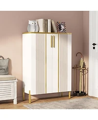 Tribesigns Shoe Cabinet with Doors, 6-Tier Shoe Storage Cabinet with Adjustable Shelves, Wooden Shoes Rack Shoe Storage Organizer