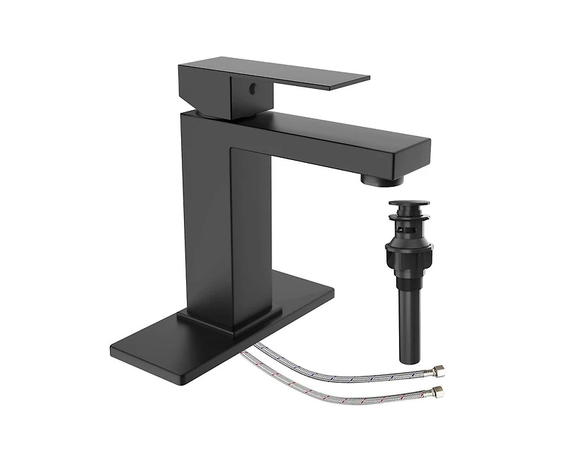 Bathroom Sink Faucet,Bathroom Sink Faucet for 1 or 3 Hole with Pop Up Drain Stopper and Water Supply Hoses,Deck Plate Included
