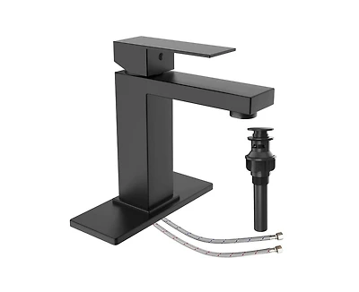 Bathroom Sink Faucet,Bathroom Sink Faucet for 1 or 3 Hole with Pop Up Drain Stopper and Water Supply Hoses,Deck Plate Included