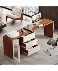 Tribesigns L Shaped Computer Desk with Drawers, Modern Corner Home Office Desk with Reversible Storage Cabinet, Long Study Writing Desk Workstation