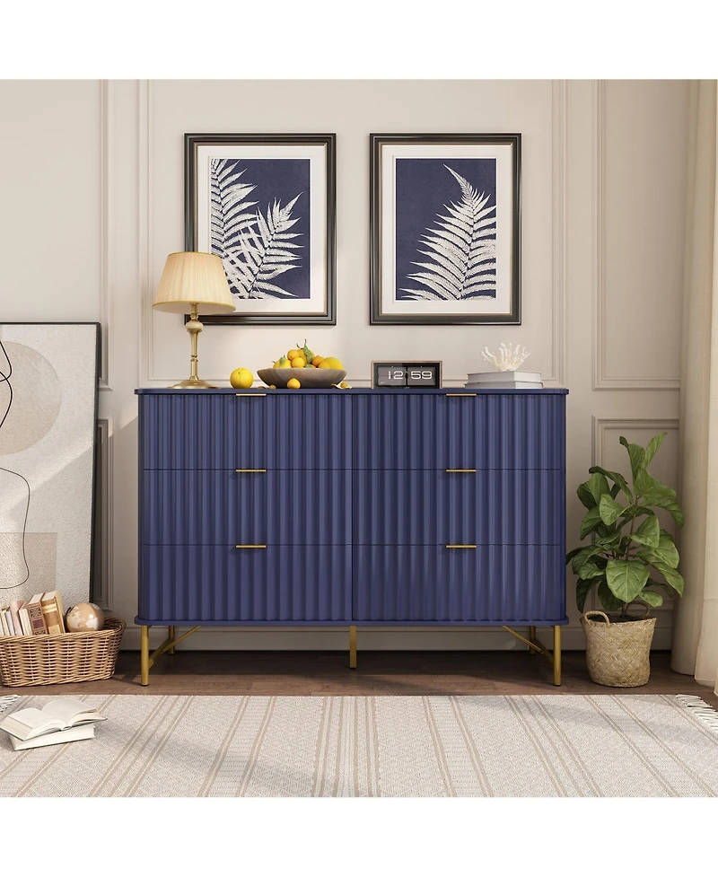 6-Drawer Dresser Chest with Metal Base
