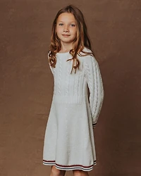 Hope & Henry Little Girls Organic Long Sleeve Schoolgirl Cable Sweater Dress
