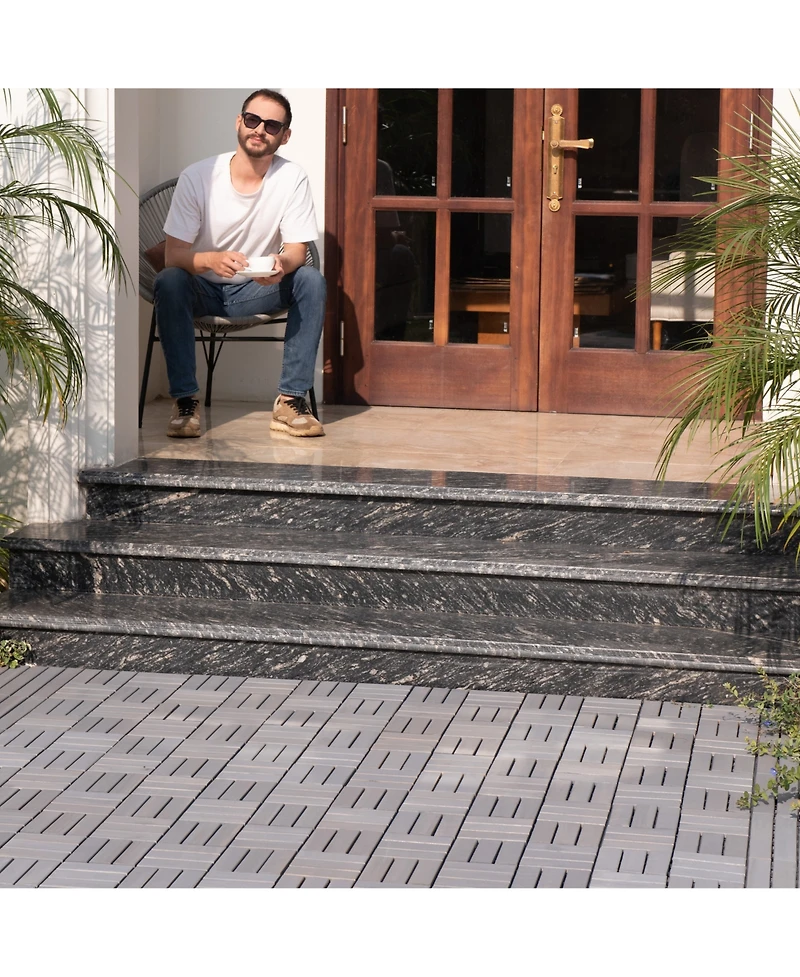 Streamdale Acacia Hardwoods Deck Tiles, 12" x 12", Light Gray