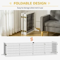 Wooden Dog Gate, 170" Freestanding Pet Gate, 6-Panel Foldable Dog Safety Barrier with 2 Support Feet for House Doorway Stairs, Small and Medium D