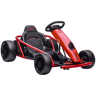 24V 8.1 Mph Electric Go Kart, Drifting Car Battery Powered Ride on Toy Outdoor with Slow Start, Music, Horn Honking and Safety Belt, for 8-12 Years Ol