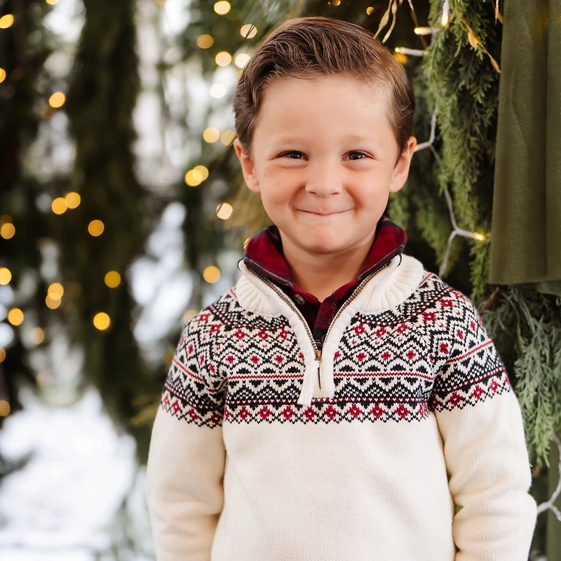 Hope & Henry Boys Organic Long Sleeve Half Zip Raglan Ski Sweater