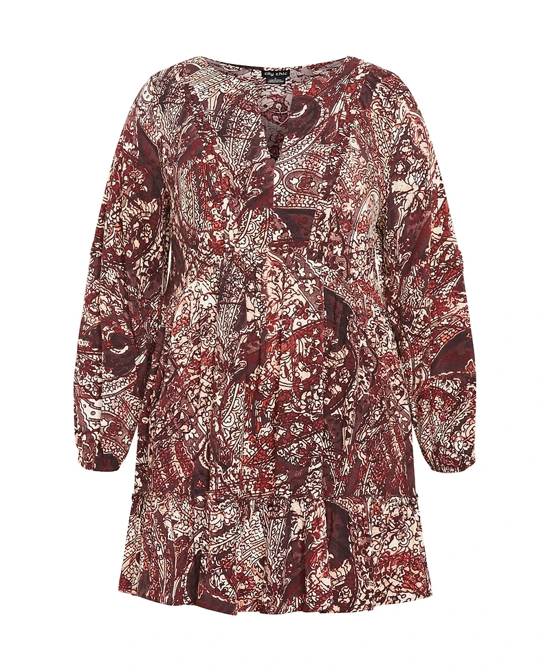 City Chic Plus Alinda Mini Print Dress