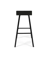 Bidwell Acacia Wood And Iron Bar Stools With Footrests