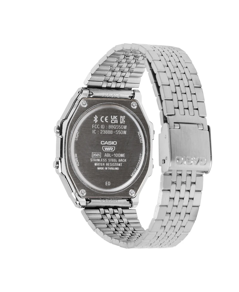 G-Shock Casio Men's and Women's Silver Tone Stainless Steel Watch, 41.6mm, ABL100WE-1AV