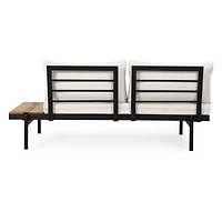 Theo 2-Seater Sofa: Acacia Wood, Water-Resistant Cushions, Iron Frame