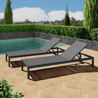 Streamdale Breathable Mesh Lounge Chair Set with Adjustable Backrest