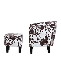 Convenience Concepts 26.25" Faux Cowhide Churchill Accent Chair with Ottoman