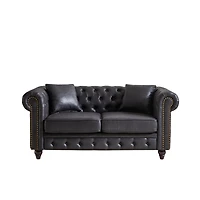 Streamdale Contemporary Chesterfield Sofa with Buttons, 2 Pillows, and Nail Arms