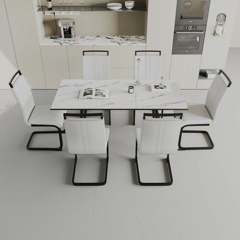 Streamdale Expandable Dining Table Set Table and Cushioned Chairs