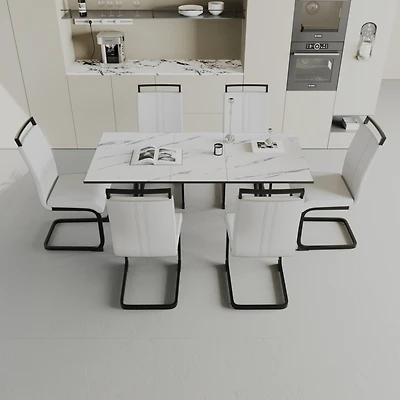 Streamdale Expandable Dining Table Set Table and Cushioned Chairs