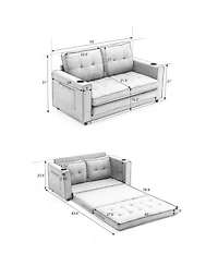Streamdale Furniture 3-in-1 Upholstered Futon Sofa Convertible Sofa bed, Foldable Tufted Loveseat with Pull Out Sleeper Couch Bed, Folding Mattres Lov