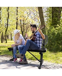 Streamdale 4 ft. Outdoor Steel Bench with Backrest in Black