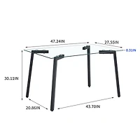 Streamdale Furniture Sleek Glass Dining Table for 4 with Durable Metal and Wood Legs