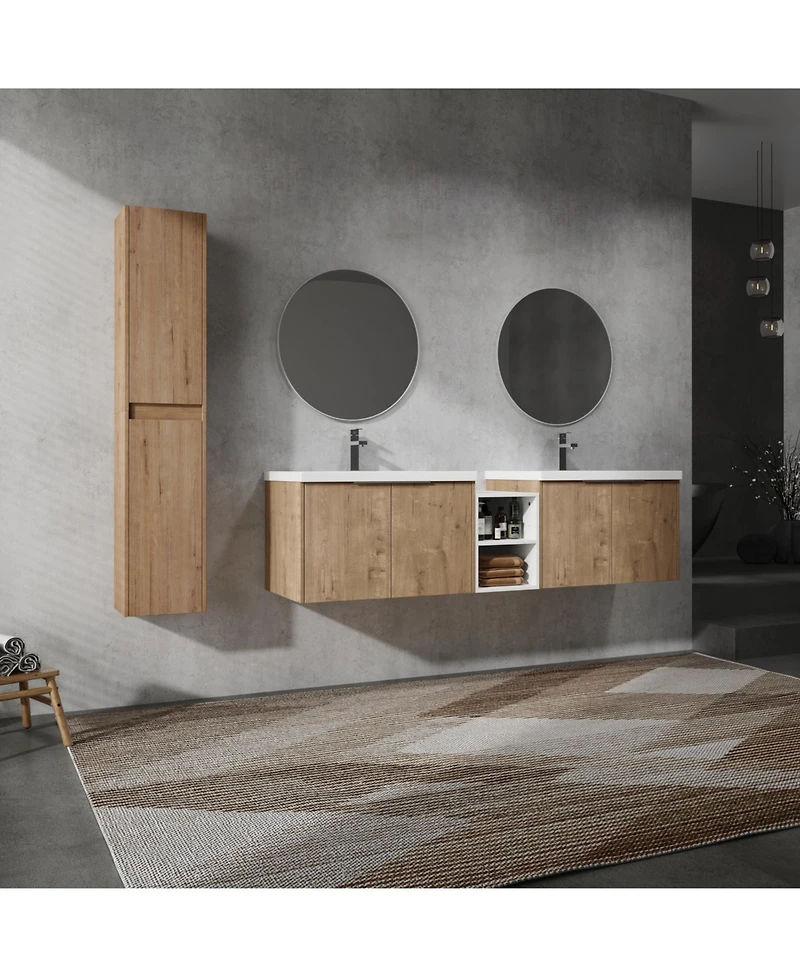 Streamdale 72" Wall-Mounted Vanity with Sink and Cabinet