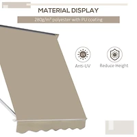 6' Drop Arm Manual Retractable Window Awning Sun Shade Shelter for Patio Balcony Outdoor, Aluminum, Cream White