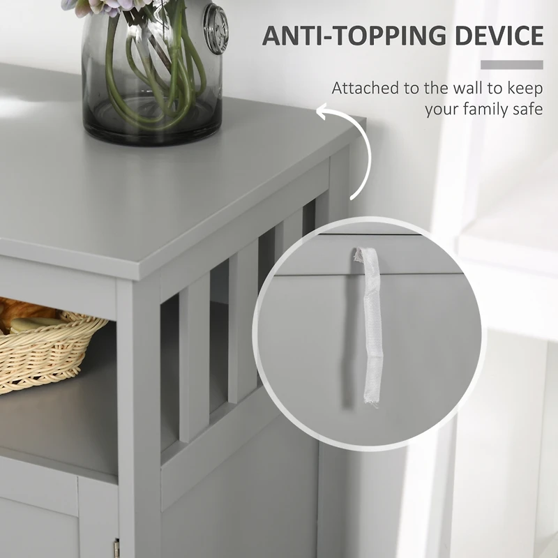 Sideboard Buffet Cabinet, Modern Kitchen Cabinet, Coffee Bar Cabinet with 2-Level Shelf and Open Compartment, Grey