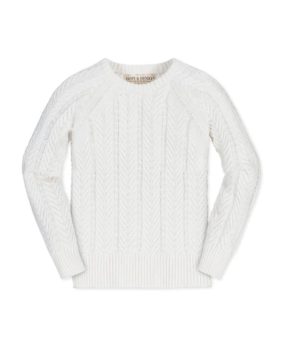 Hope & Henry Girls Organic Long Sleeve Raglan Cable Sweater