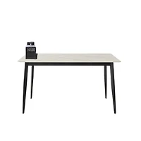 Streamdale Furniture Dining Table Table 55" Rectangular White Kitchen Table with Porcelain Table Top and Metal Legs, Dining Room Table for 4,Mid Centu
