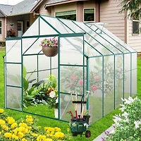 Streamdale 8x10FT Polycarbonate Greenhouse w/ Raised Base