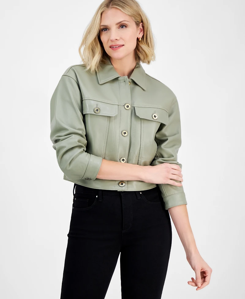 Michael Michael Kors Women's Button-Front Leather Jacket