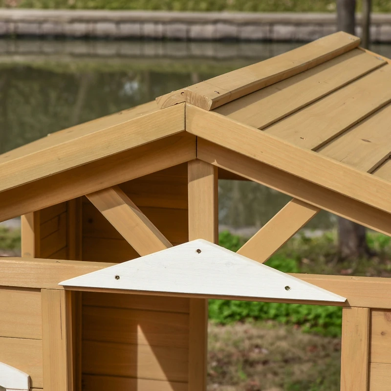 Outdoor Playhouse for kids Wooden Cottage with Working Doors Windows & Mailbox, Pretend Play House for Age 3-6 Years