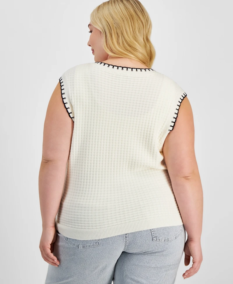 And Now This Trendy Plus Whip-Stitch Sweater Vest, Exclusively at Macy's
