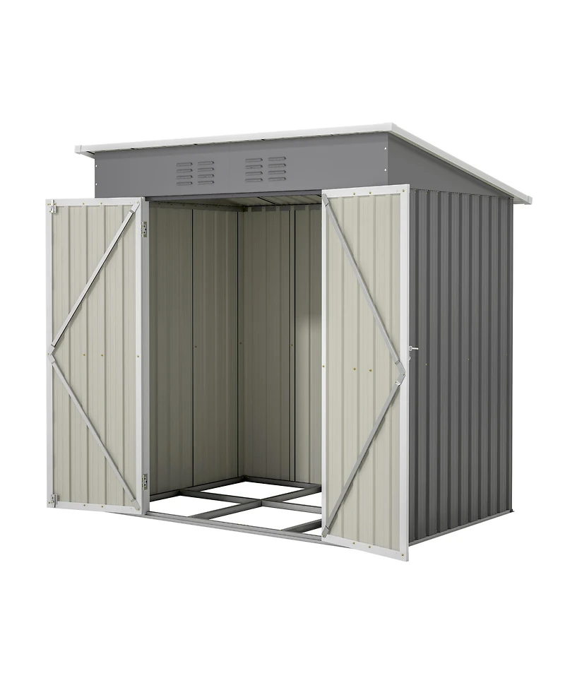 6'x4' Outdoor Metal Storage Shed for Garden Tools Lockable Door