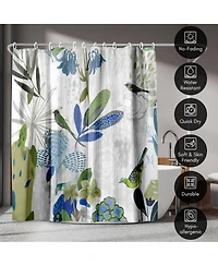 Floral Shower Curtain Where the Passion Flower Grows by Pi Creative Art - Blue