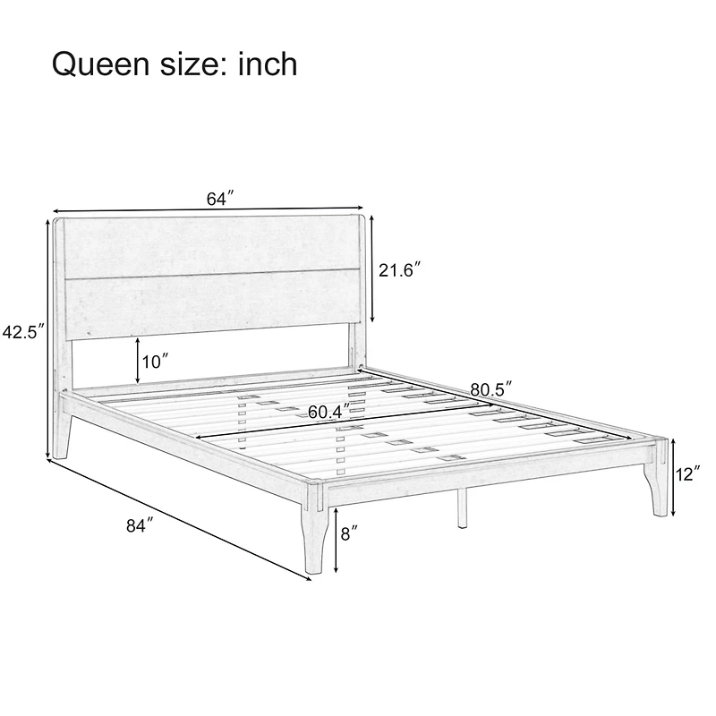 Streamdale Mid-Century Queen Platform Bed with Bamboo Wood