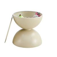 Streamdale Furniture Milk White coffee round tables with Storge Movable Table Top Multifunctional End Side Table